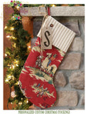 Cowboy Christmas Stocking Burlap and Denim Personalized