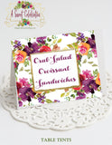 Bridal Shower Purple - Burgundy - Gold Fall Floral - Personalized Table Tents - Digital Download