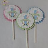 Pastel Pink Butterfly 1st Birthday Cupcake Toppers and Cupcake Wrappers