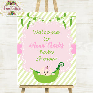 Sweet Pea Baby Shower Welcome Sign 16"x20" - Printable Sign
