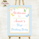 Pastel Pink Butterfly 1st Birthday Personalized Large Welcome Sign 16x20" - JPG printable