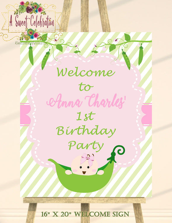 Sweet Pea Baby Birthday Welcome Sign 16