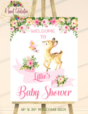 Woodland Deer Floral Birthday Personalized PDF Printable 16"x20" Welcome Sign
