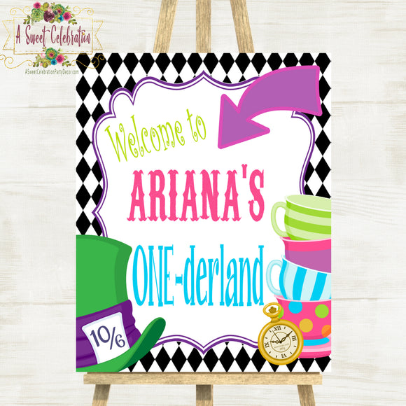 Alice's in ONE-derland Tea Party- Printable Personalized PDF - 16x20