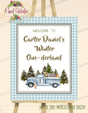 Woodland Winter ONEderland Blue Truck - Printable 16" X 20" Welcome Sign