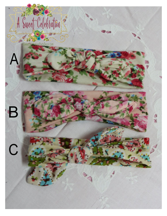 Top Knot Knit Floral Headband in 3 Designs