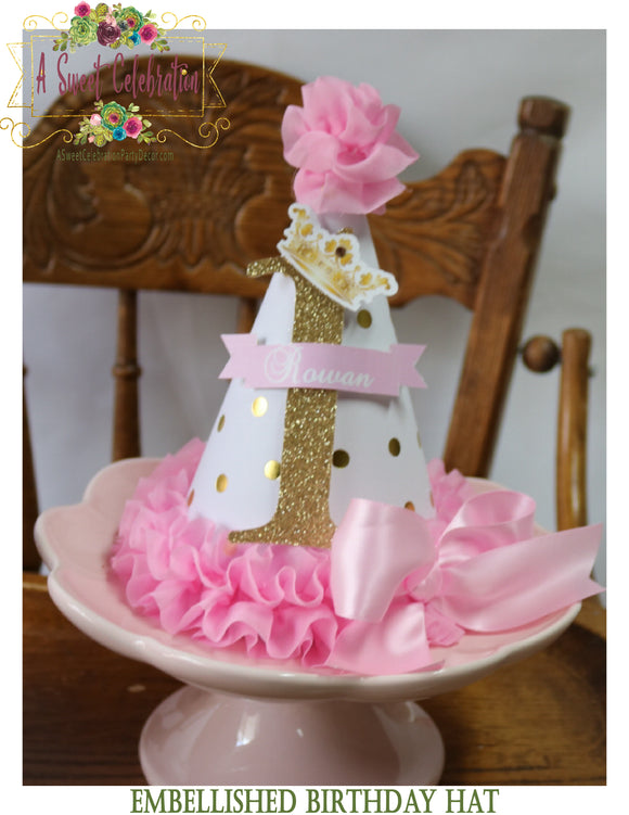 Princess Pink and Gold Birthday Party Hat
