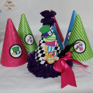 Alice's in ONE-derland Tea Party- Printable PDF Birthday Party Hats