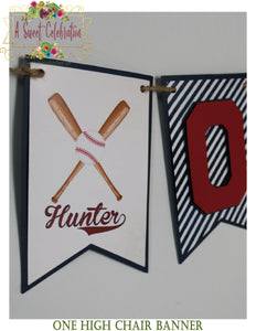 Vintage Baseball Birthday Personalized ONE High Chair Banner