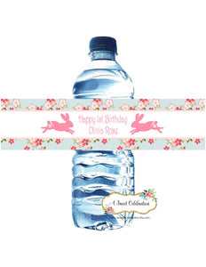 SHABBY CHIC BUNNY - PRINTABLE WATER BOTTLE LABELS