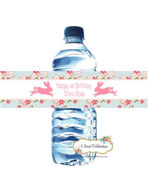 SHABBY CHIC BUNNY - PRINTABLE WATER BOTTLE LABELS