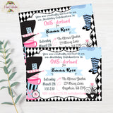 Alice's in ONE-derland Tea Party Birthday Invitation Pink - Printable PDF Personalized Birthday Invitation with Thank You