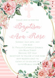 Baptism, 1st Communion or Christening Invitation in Blush Florals with Matching Thank You