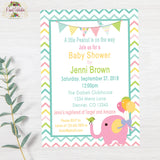 Circus Pink Elephant Baby Shower Invitation - JPG