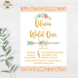 WILD ONE - BOHO - TRIBAL PRINTABLE BIRTHDAY INVITATIONS - WITH MATCHING THANK YOU