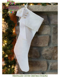 Linen Christmas Stocking Personalized - Cottage - Shabby Chic