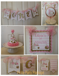 PUMPKIN PINK AND GOLD - PETITE 1ST BIRTHDAY PARTY PACKAGE