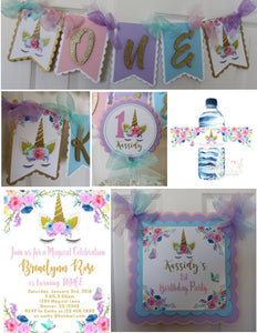 UNICORN FLORAL - 1ST BIRTHDAY PARTY PACKAGE