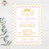 Royal Princess Pink and Gold Baby Shower Invitation  with matching Thank You - JPG