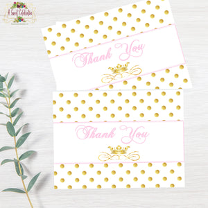 Royal princess Pink and Gold Baby Shower - Thank You - Instant Download