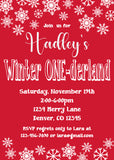 Winter ONEderland Snowflakes Red - Printable Birthday Invitation - with Matching Thank You
