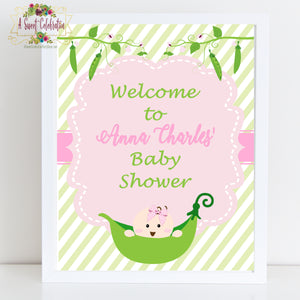 Sweet Pea Baby Shower Welcome Sign 8"x10" - Printable Sign