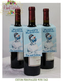 Christmas Wine Gift Tags - Shabby Snowman Personalized Wine tags