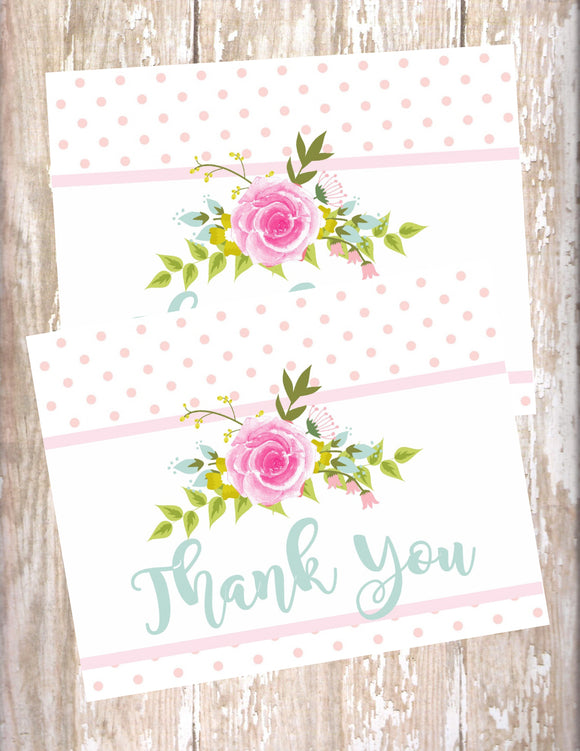 FLORAL SHABBY CHIC - PRINTABLE THANK YOU'S
