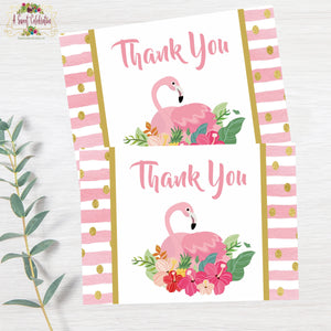 FLAMINGO PINK AND GOLD - PRINTABLE THANK YOU'S