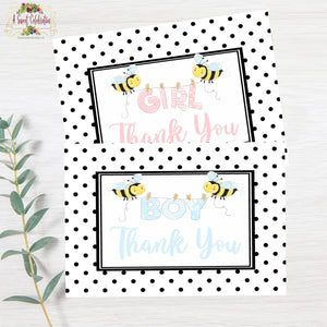 Bee Reveal - What will Baby Bee - Baby Reveal Printable Thank You - Instant DownloadPDF/JPG
