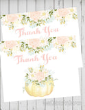 PASTEL PUMPKIN FLORAL - PRINTABLE BIRTHDAY INVITATION - WITH MATCHING THANK YOU
