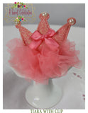 Princess Tiara Hairclip with Pearl and Tulle Accents