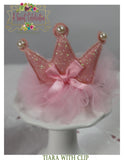 Princess Tiara Hairclip with Pearl and Tulle Accents