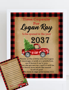 LITTLE RED TRUCK WITH CHRISTMAS TREE - PRINTABLE 1st BIRTHDAY TIME CAPSULE