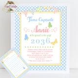Pastel Pink Butterfly 1st Birthday Personalized Time Capsule - JPG printable