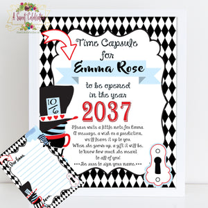 Alice in Wonderland Tea Party Red - Printable PDF Personalized Birthday Time Capsule