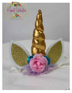 Unicorn Pink and Gold Floral Headband