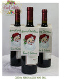 Christmas Wine Gift Tags - Red Check Personalized Wine tags