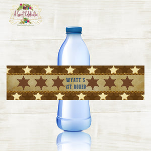 Little Cowpoke - Cowboy Happy 1st Birthday Waterproof Water Bottle Labels