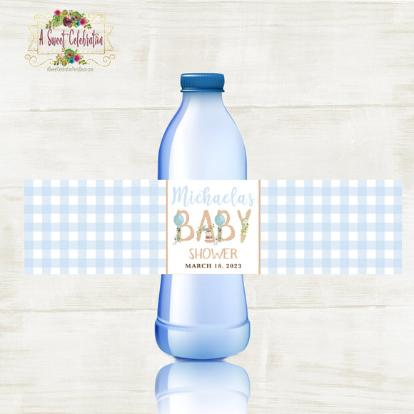 Boho Baby Shower PDF Printable Water Bottle Label