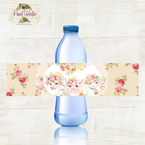 Country Floral Farm PDF Printable Birthday Water Bottle Label