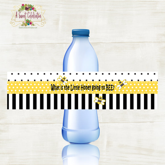 What Will Your Little Honey Bee? Bee Baby Shower Waterproof Water Bottle Labels