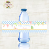 Pastel Pink Butterfly 1st Birthday Personalized Waterproof Water Bottle Labels