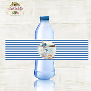 Nautical Little Sailor Baby Shower - Water Bottle Label - Waterproof Self Adhesive Label