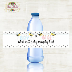 Bee Reveal - What will Baby Bee - Baby Reveal Personalize Printable Water Bottle Labels