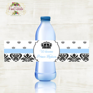 Royal Prince Baby Shower Water Bottle Label - JPG digital