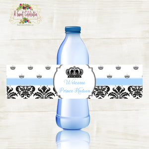Royal Prince Baby Shower Waterproof water Bottle Label