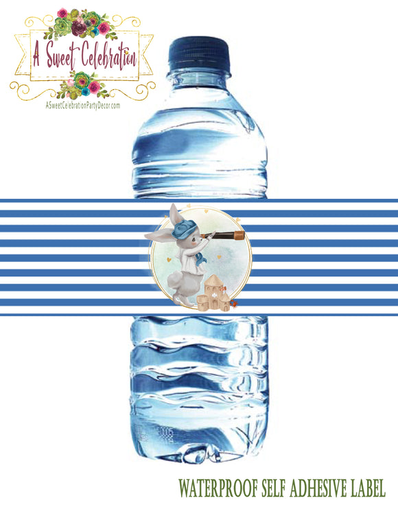 Nautical Sailor 1st Birthday Waterproof Water Bottle Labels - Drink Wraps