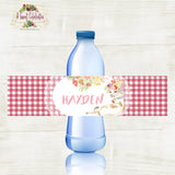 Country Floral Farm PDF Printable Birthday Water Bottle Label