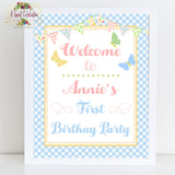 Pastel Pink Butterfly 1st Birthday Party Package - Printable PDF Personalized Birthday Party Package